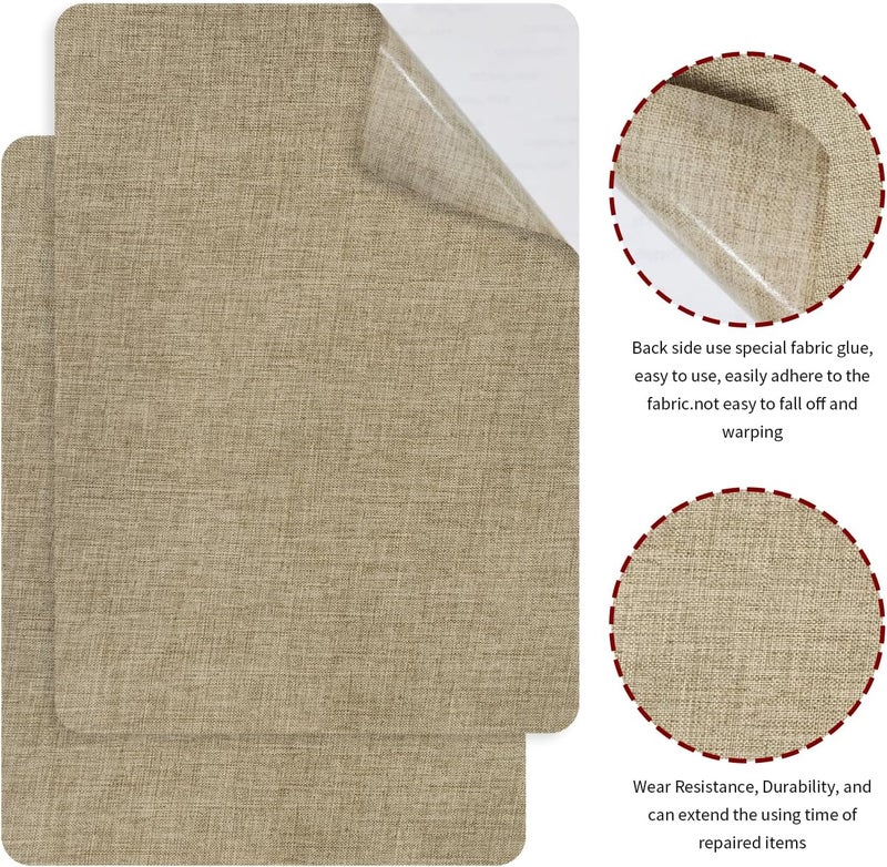 EMORBALS 2Pcs 8 * 11Inch Couch Patches Repair Fabric, Self-Adhesive Couch Repair Patch with Strong Glue, Repair Patch for Sofa, Tote Bags, Car Seats, Furniture,Etc(Khaki-2) - Image 3